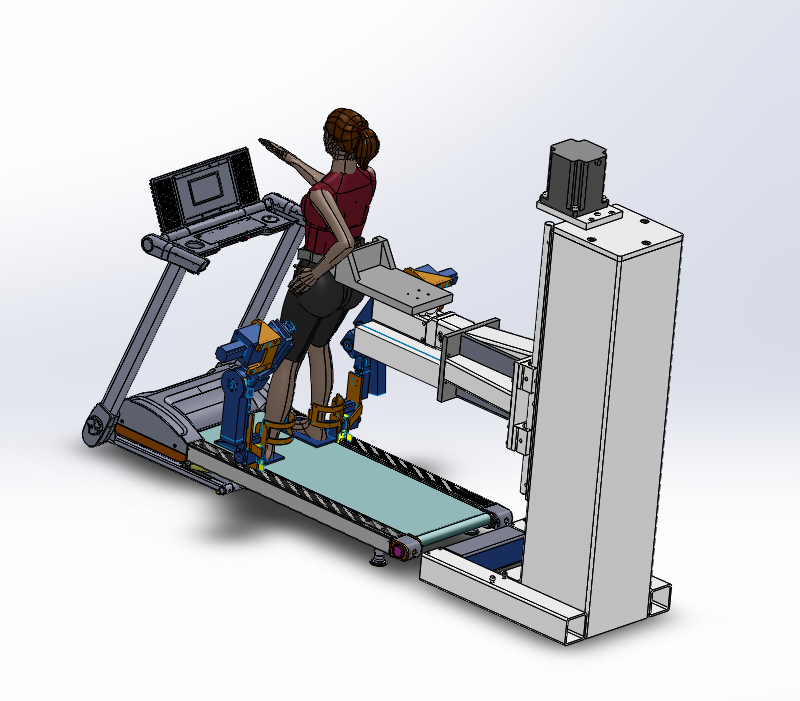 基于SW平板运动的外骨骼式下肢康复机器人（重力减重系统）设计（含三维图及CAD图纸）